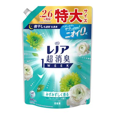 P&G レノア超消臭1week みずみずしく香るフレッシュグリーンの香り つめかえ用特大サイズ 840mL